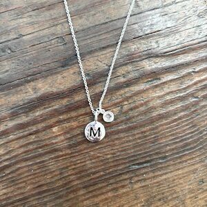 Touchstone Crystal Silver Initial 'M' Pendant Necklace